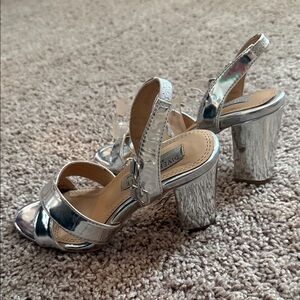 Shiny Silver Kids' Dress Shoes by